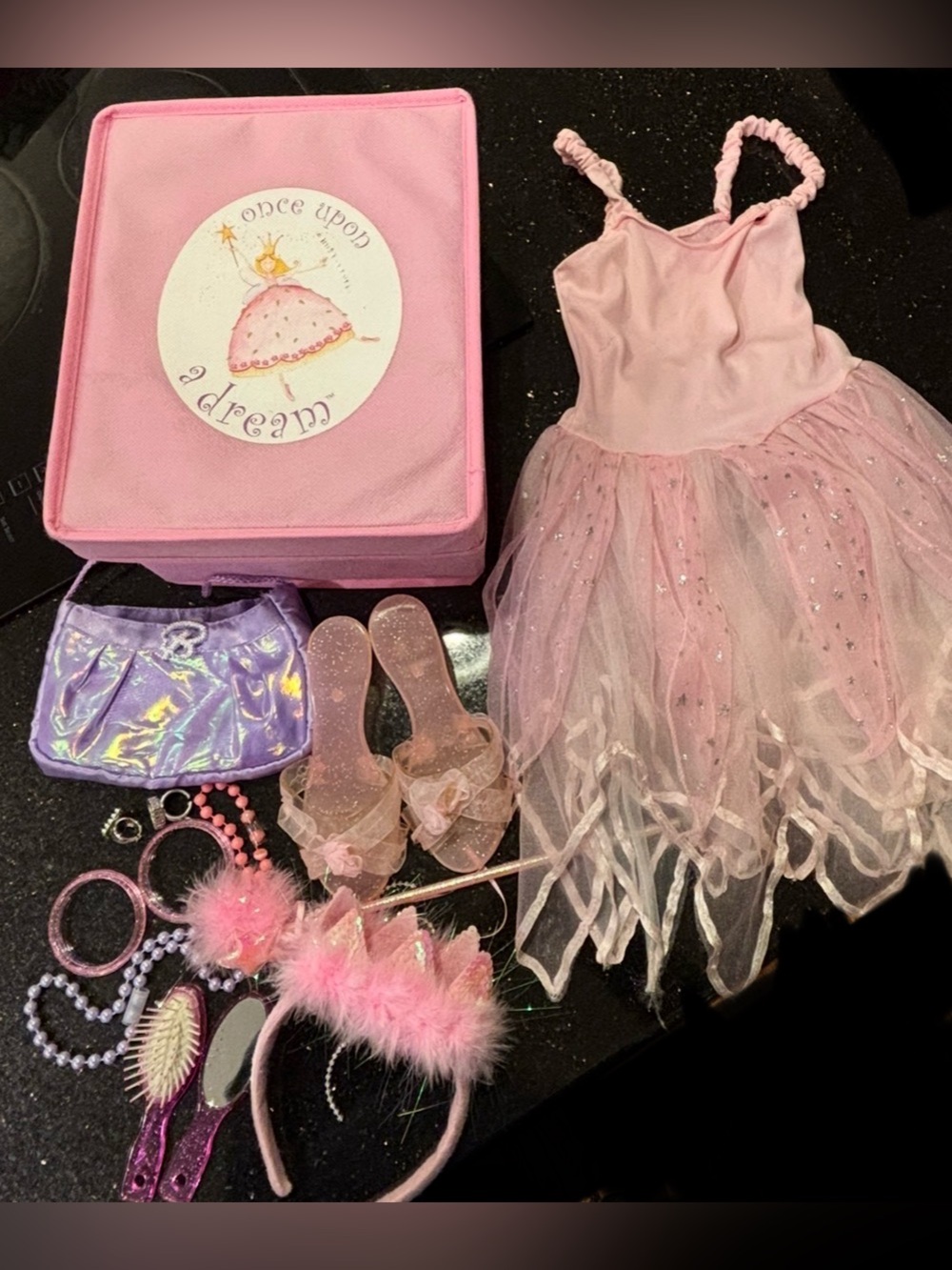 Pink Princess Tutu Dress and Accessories Set - Kids Costume with Box dramatic